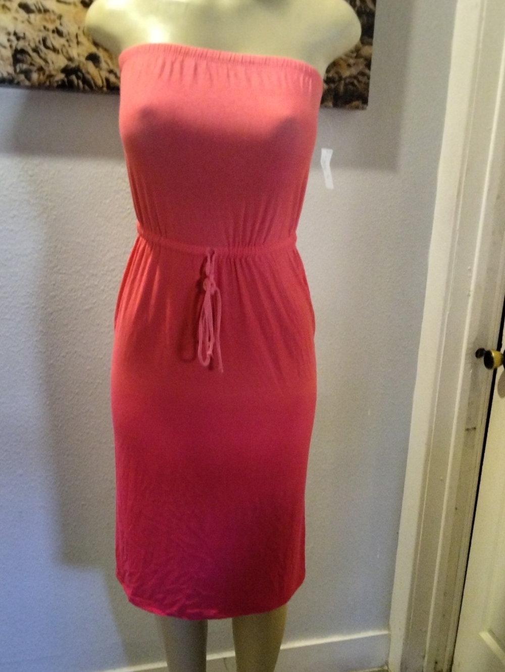 Old Navy Pink Strapless Drawstring Tube Dress